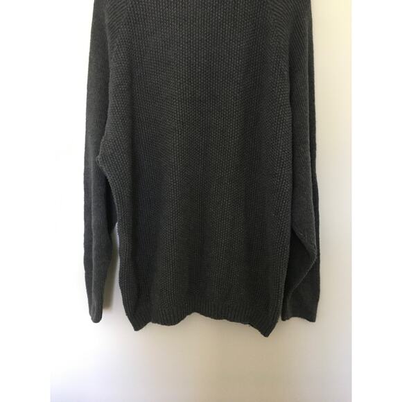 VTG LL Bean Knit Fisherman Henley Sweater Mens Sz L Gray BA50 Cotton Made In USA - Picture 8 of 13